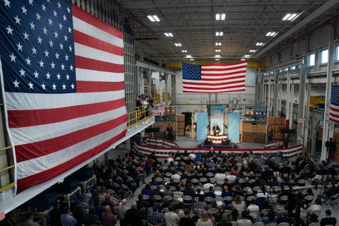 Vice President Mike Pence delivers remarks at SCHOTT North America. (Official White House photo by D. Myles Cullen)