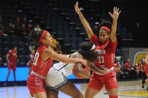 Austin Peay State University Women's Basketball milks the clock late to defeat Chattanooga, 40-49 on the road Sunday. (APSU Sports Information)