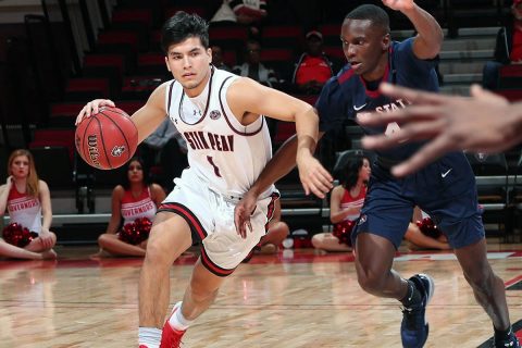 Austin Peay State University Men's Basketball jumps out early and never looks back in 92-66 win over South Carolina State at the Dunn Center, Monday night. (APSU Sports Information)