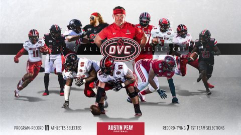 Austin Peay State University Football coach Mark Hudspeth named OVC Coach of the Year, 11 players earn OVC Honors. (APSU Sports Information)