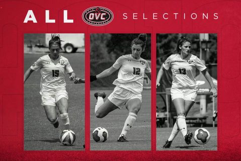 Austin Peay State University Women's Soccer has players Claire Larose, Renee Semaan, and Anna McPhie earn All-OVC honors. (APSU Athletics)