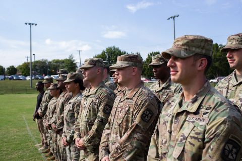 “I feel like I’m going to be that leader that likes to be with the soldiers, mentoring, answering any questions," Taylor, at left, said. (APSU)