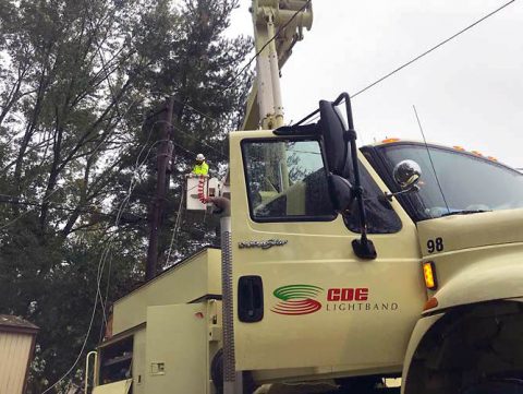 CDE Lightband crew working to restore power to Clarksville residents.