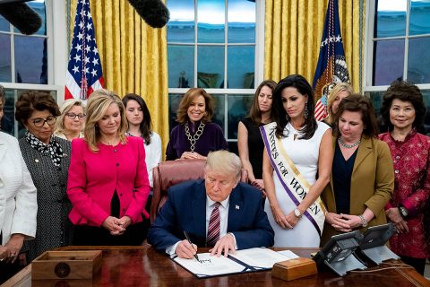 President Donald Trump signs Bill Creating Women’s Suffrage Commemorative Coin. (Elizabeth Gregory)