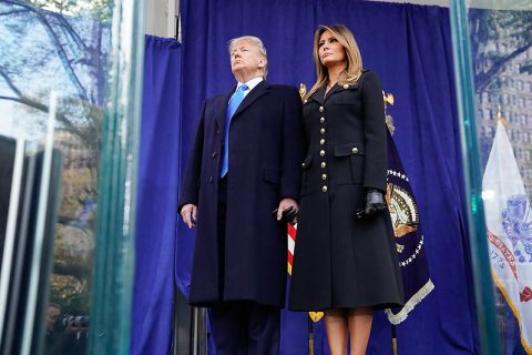 U.S. President Donald Trump and First Lady Melania Trump participate in a wreath laying at the New York City Veterans Day Parade. (Shealah Craighead, Official White House)