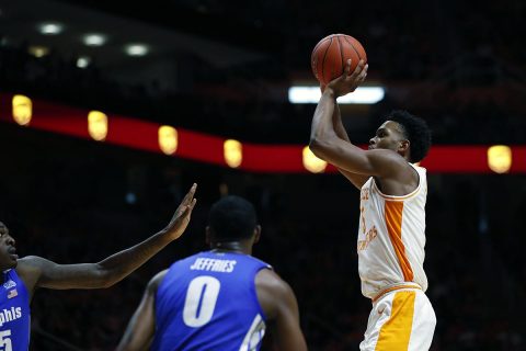 Tennessee Men's Basketball falls to Memphis 51-47 at Thompson-Boling Arena, Saturday. (UT Athletics) Tennessee Men's Basketball falls to Memphis 51-47 at Thompson-Boling Arena, Saturday. (UT Athletics)