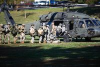 Austin Peay State University ROTC cadets conducting training with Black Hawk helicopters. (APSU)