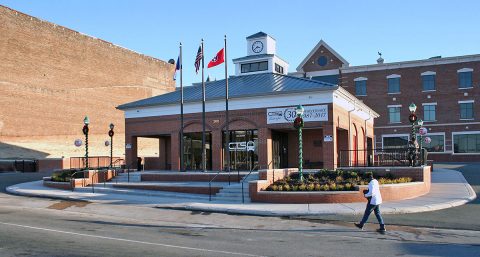 The renovated Clarksville Downtown Transit Center has a new, wider walkway and newly paved bus lanes.