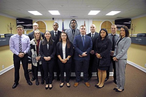 Back row (L to R) Zachary Goodall, Darius Robinson, Christopher Angol, Chance Suiter, Trystan Matthews. Front Row (L to R) Saul Jeanetta, Meagan Strickliand, Sara Weber, Trisha Beveridge, Matthew Rattray, Valerie Gallardo, Morgan Lynch. (Jim Knoll, Clarksville Police Department)