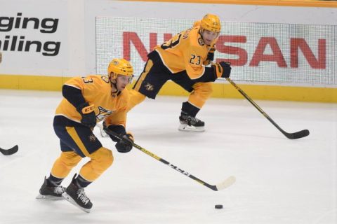 Nashville Predators defeat the Boston Bruins 4-3. (Michael Strasinger)