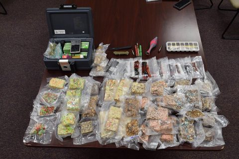 14 pounds of edibles, two pounds of gummies, 18 THC vape pen refills, marijuana, drug paraphernalia, baggies, a scale, and prescription drugs were found in Andre Timmerman's vehicle when searched by Montgomery County Sheriff’s Office investigators. 14 pounds of edibles, two pounds of gummies, 18 THC vape pen refills, marijuana, drug paraphernalia, baggies, a scale, and prescription drugs were found in Andre Timmerman's vehicle when searched by Montgomery County Sheriff’s Office investigators.