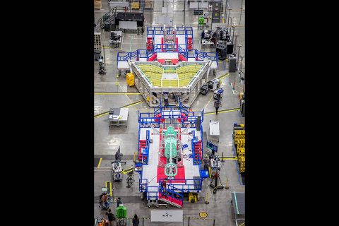 Construction and assembly of the supersonic X-59 QueSST research airplane at Lockheed Martin’s Skunk Works factory in Palmdale, California saw much progress during 2019. First flight remains targeted for 2021. (Lockheed Martin)