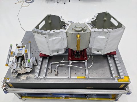 RELL Engineering Development Unit (left) pictured alongside RiTS flight unit that will fly to the International Space Station aboard SpaceX-19. (NASA) RELL Engineering Development Unit (left) pictured alongside RiTS flight unit that will fly to the International Space Station aboard SpaceX-19. (NASA)