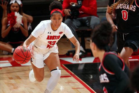 Austin Peay State University Women's Basketball junior Brandi Ferby scored 18 points including three 3 pointers in win over SIU Edwardsville at the Dunn Center, Thursday. (APSU Sports Information)