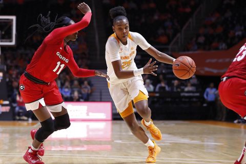 Tennessee Women's Basketball freshman #25 Jordan Horston had 14 points and 6 rebounds in victory over Georgia at Thompson-Boling Arena Sunday afternoon. (UT Athletics)