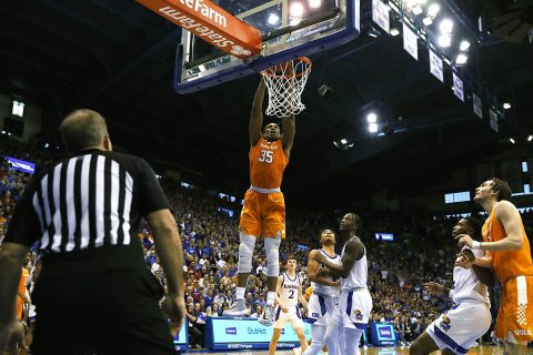 Tennessee Men's Basketball junior #35 Yves Pons had 24 points, 7 rebounds and 3 blocked shots in loss to Kansas, Saturday. (UT Athletics)