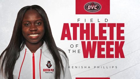 Austin Peay State University Women's Track and Field freshman Kenisha Phillips earns OVC Female Athlete of the Week. (APSU Sports Information)