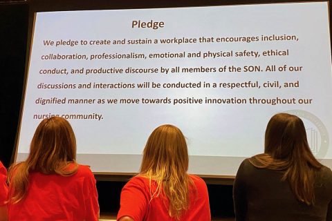 Austin Peay State University School of Nursing students take the civility pledge. (APSU) 