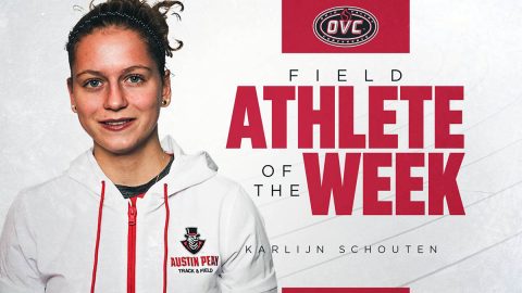 Austin Peay State University Track and Field's Karlijn Schouten named OVC Field Athlete of the Week. (APSU Sports Information)