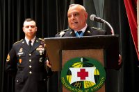 During a combined Sergeant Audie Murphy Club and NCO Induction Ceremony, January 24 on Fort Campbell, Kentucky, BACH Command Sgt. Major Daniel Santiago formally welcomes 18 new sergeants to the NCO Corps and charges them to mentor, guide, coach and direct those Soldiers under them. (US Army photo by David Gillespie)