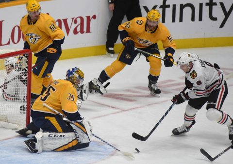 Nashville Predators defeat the Chicago Blackhawks 5-2. (Michael Strasinger)