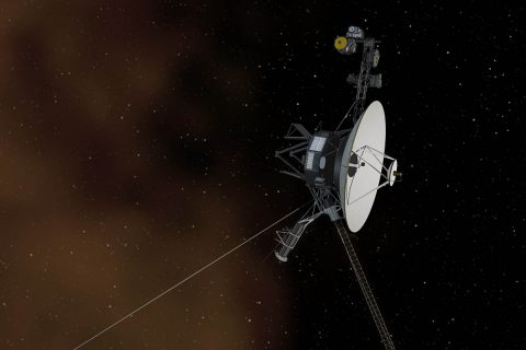 This artist's concept depicts one of NASA's Voyager spacecraft entering interstellar space, or the space between stars. Interstellar space is dominated by the plasma, or ionized gas, that was ejected by the death of nearby giant stars millions of years ago. (NASA/JPL-Caltech)