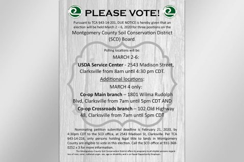 Montgomery County Soil Conservation District Board to hold Election for Three Positions