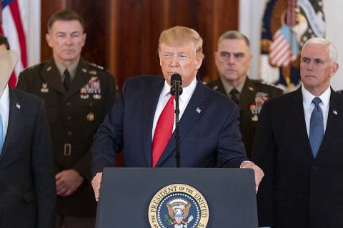 President Donald Trump delivers remarks on Iran. (Official White House Photo by Shealah Craighead)