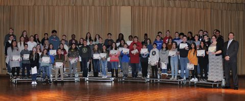 Heather Stanley's computer literacy students with their FBI National Safe Online Surfing Award.