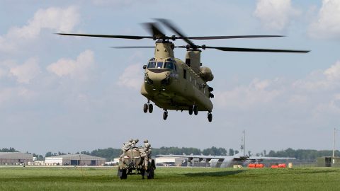 Soldiers from the 584th Support Maintenance Company, 129th Combat Sustainment Support Battalion, 101st Sustainment Brigade, 101st Airborne Division, prepare to sling load a water buffalo to a CH-47 Chinook helicopter Sept. 3 at Fort Campbell, Ky. (U.S. Army photo by Sgt. Leejay Lockhart, 101st Sustainment Brigade Public Affairs) Soldiers from the 584th Support Maintenance Company, 129th Combat Sustainment Support Battalion, 101st Sustainment Brigade, 101st Airborne Division, prepare to sling load a water buffalo to a CH-47 Chinook helicopter Sept. 3 at Fort Campbell, Ky. (U.S. Army photo by Sgt. Leejay Lockhart, 101st Sustainment Brigade Public Affairs)