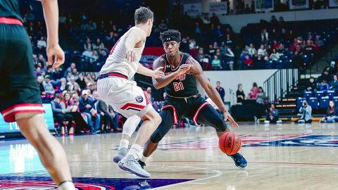 Austin Peay State University junior Terry Taylor scores 26 points and pulls down 23 rebounds against Belmont Saturday night. (APSU Sports Information)