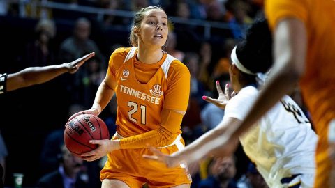 Tennessee Women's Basketball forward #21 Lou Brown had 9 points in loss to LSU, Thursday night. (UT Athletics)