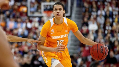 Tennessee Women's Basketball sophomore #12 Rae Burrell knocked down 21 points and pulled down 9 boards against #22/#25 Arkansas, Thursday night. (UT Athletics)