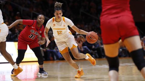 Tennessee Women's Basketball sophomore #12 Rae Burrell had 14 points and 4 rebounds in win over Ole Miss Thursday night. (UT Athletics)