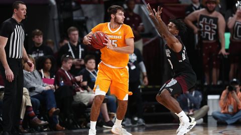 Tennessee Men's Basketball freshman #25 Santiago Vescovi had 16 points and 4 rebounds in loss to Mississippi State, Saturday. (UT Athletics)