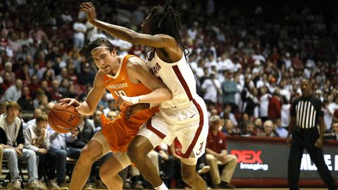 Tennessee Men's Basketball junior John Fulkerson has 22 points and 3 rebounds in Vols come back win at Alabama, Tuesday night. (UT Athletics)