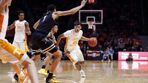 Tennessee Men's Basketball freshman #25 Santiago Vescovi had 25 points in Vols win over Vanderbilt, Tuesday night. (UT Athletics)