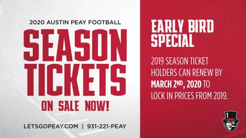 2020 Austin Peay State University Football Season Tickets on Sale Now. (APSU Sports Information)