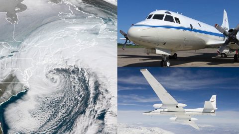 NASA’s P-3 and ER-2 research planes are studying East Coast snowstorms January 17th-March 1st, 2020. (NASA)