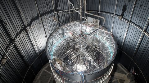 SHIIVER is 13-foot diameter test tank built by NASA to evaluate technologies aimed at reducing the evaporation or “boiloff” losses in large cryogenic storage tanks for human exploration missions. (NASA) SHIIVER is 13-foot diameter test tank built by NASA to evaluate technologies aimed at reducing the evaporation or “boiloff” losses in large cryogenic storage tanks for human exploration missions. (NASA)