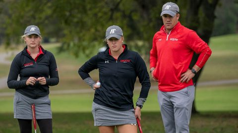 Austin Peay State University Women's Golf senior Meghann Stamps and junior Riley Cooper in top 20 at Benbow Invitational after first day. (APSU Sports Information)