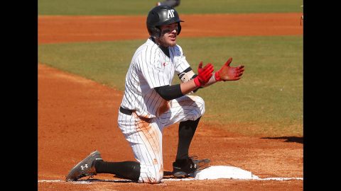 Austin Peay State University Baseball freshman Skyler Luna had 4 hits and 3 RBIs in win over Murray State Saturday at Raymond C. Hand Park. (Robert Smith, APSU Sports Information)