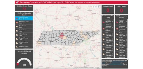 Tennessee Coronavirus (COVID-19) Cases by Austin Peay State University GIS Center. (APSU)