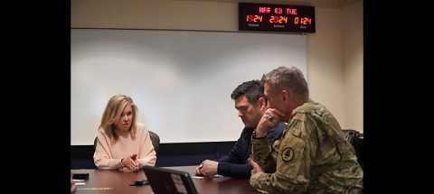 Marsha Blackburn getting a report on the tornado damage.