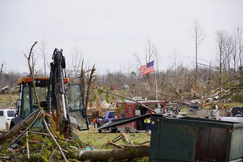 A photo of some of the damage the tornadoes did.