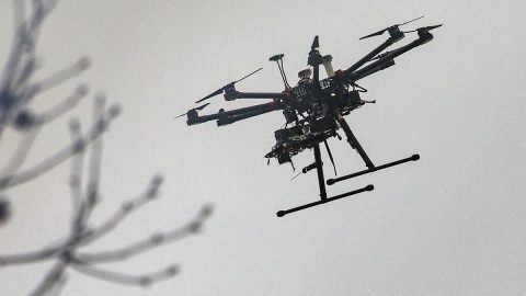 An unmanned aerial vehicle (UAV) autonomously flies through the air along it’s programed flight path. Onboard is NASA’s Safeguard technology that will take appropriate actions when a vehicle is approaching or violating a no-fly zone including disabling the vehicle. (NASA) An unmanned aerial vehicle (UAV) autonomously flies through the air along it’s programed flight path. Onboard is NASA’s Safeguard technology that will take appropriate actions when a vehicle is approaching or violating a no-fly zone including disabling the vehicle. (NASA)