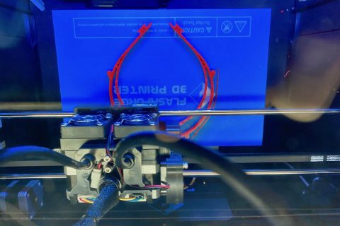 A 3D printer creates the frame for a face shield at Austin Peay State University. (APSU) A 3D printer creates the frame for a face shield at Austin Peay State University. (APSU)