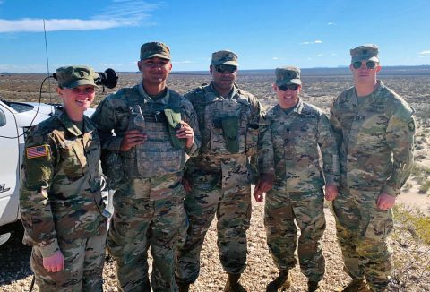 Lt. Col. Tony Rogers, second from right, joined members of the 101st Airborne Division (Air Assault) earlier this month for a joint operational area circulation to accomplish mission analysis of current and future contract requirements for a southern border mission. Rogers is the commander of the 922nd Contracting Battalion at Fort Campbell, Kentucky. (Courtesy Photo)