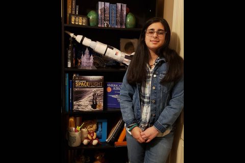 Vaneeza Rupani, the 11th grader who named the Mars Helicopter (Ingenuity), at home in Northport, Alabama. (Courtesy Rupani Family)