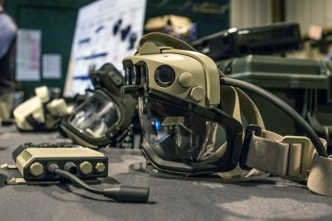 Army Futures Command demonstrates the Integrated Visual Augmentation System on November 6th, 2019. The Army is working closely with industry partners to fulfill critical modernization programs on time, all while reviewing procedures to mitigate future delays amid the COVID-19 pandemic. (Luke Allen)